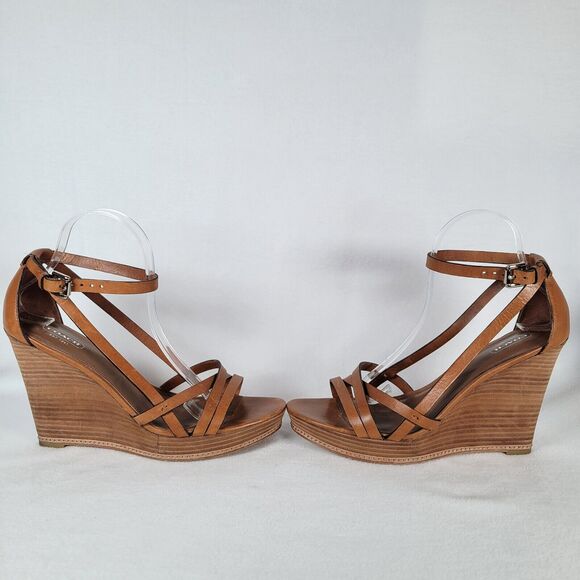 Coach Womens Maleena Vachetta Wedge Strap Sandals Size 10 Brown Beachy Festival - Picture 3 of 7